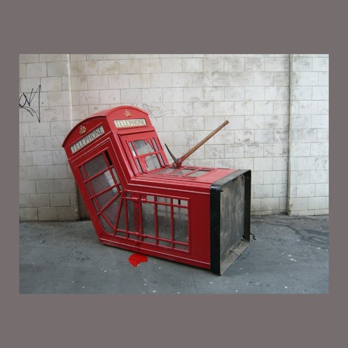 Banksy red phone box axe - phone,